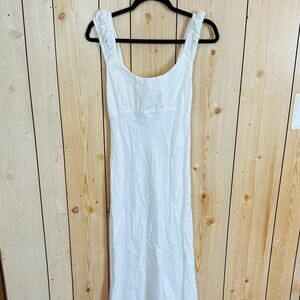 DISSH White Cotton Square Neck Babydoll Fitted Maxi Dress Wmns 4 Bridal